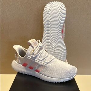 Adidas Kaptir X Women’s Size 7.5 Running Shoes White with Gold and Pink FW5801